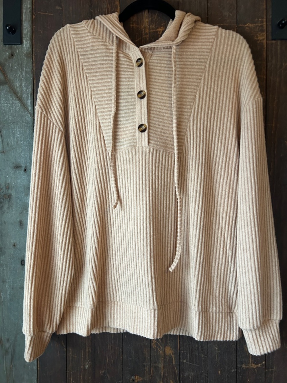 NWT Robbed the Hooded Henley Pullover in Cream